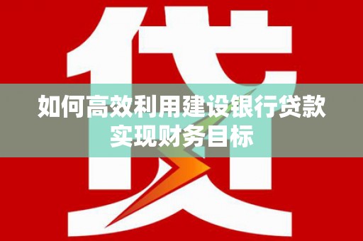 台东如何高效利用建设银行贷款实现财务目标