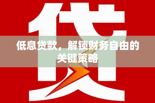 台东低息贷款，解锁财务自由的关键策略
