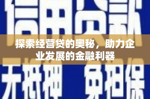 台东探索经营贷的奥秘，助力企业发展的金融利器
