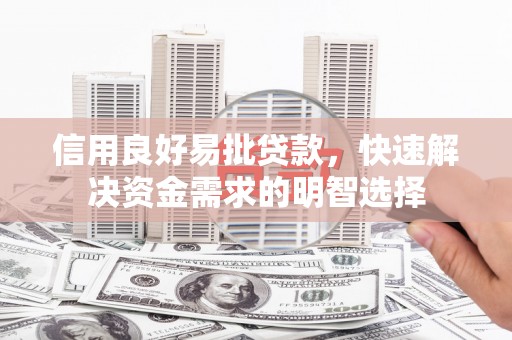 台东信用良好易批贷款，快速解决资金需求的明智选择