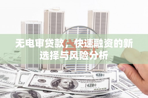台东无电审贷款，快速融资的新选择与风险分析