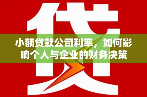 台东小额贷款公司利率，如何影响个人与企业的财务决策