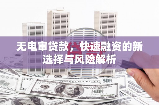 台东无电审贷款，快速融资的新选择与风险解析